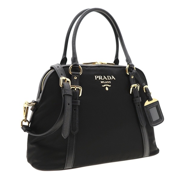 Prada Handbags - Prada Bauletto Dome Shoulder Bag Black Nylon New